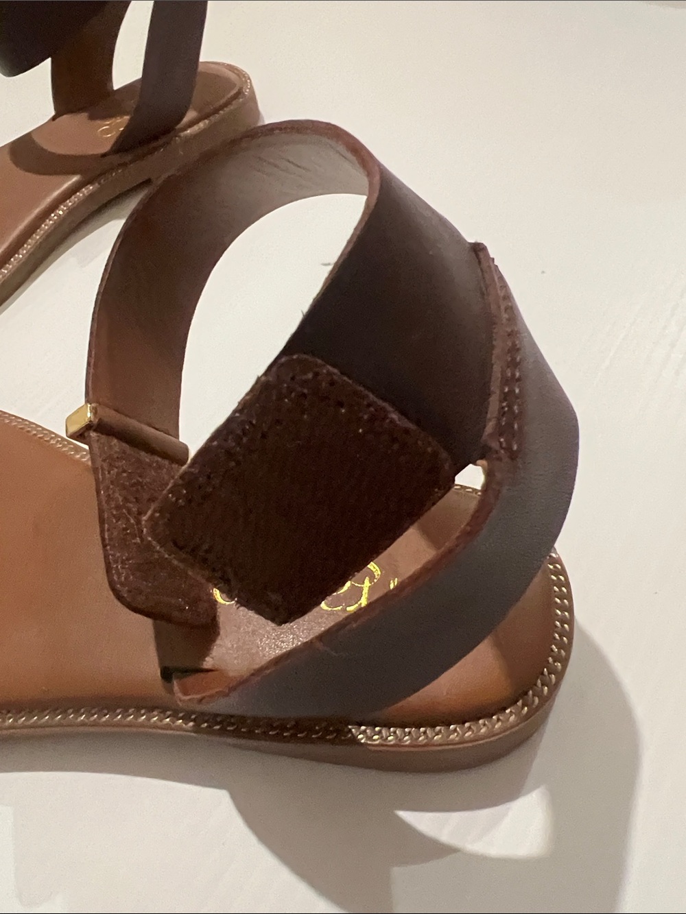 NEW - Franco Sarto Dark Brown Leather Ankle-Strap Sandals - Picture 5 of 6